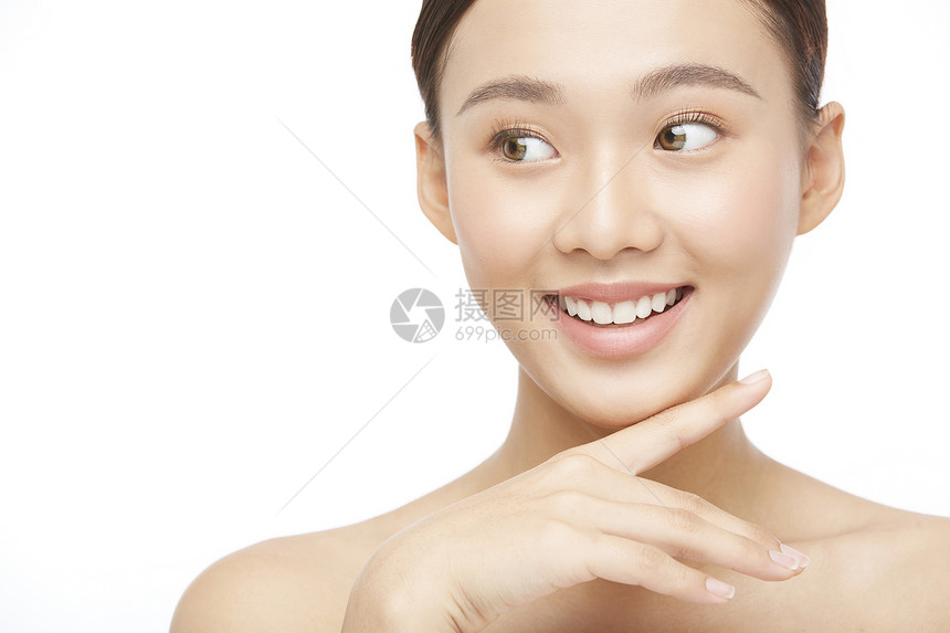亚洲人脸部基础女人在白色背景上的美女照片图片