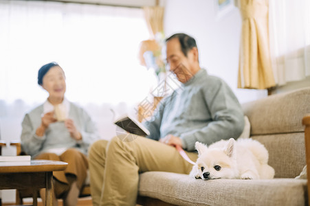 沙发上休息的老人图片