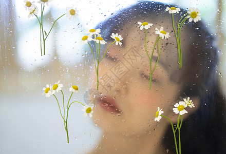 冯雨芝写真鲜花和美女的情绪写真背景