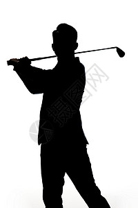职场男性挥动高尔夫球杆剪影图片