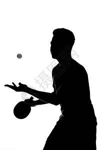 男性运动员打乒乓球影子剪影高清图片