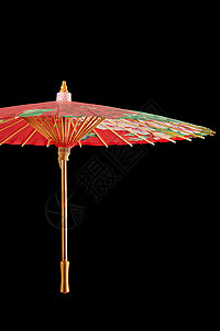 中国传统古风红绿拼接油纸伞图片