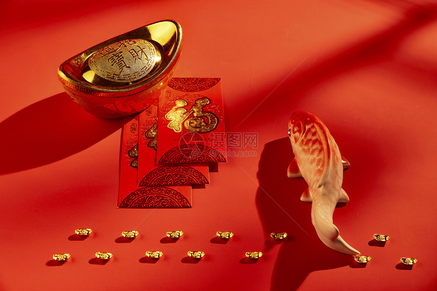 春节金元宝和红包图片