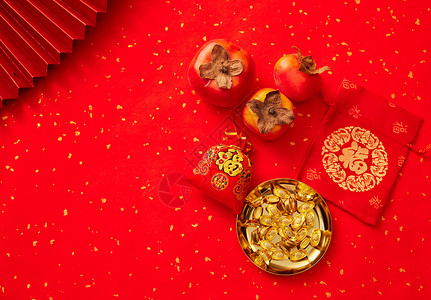虎年金币春节年货和金元宝背景