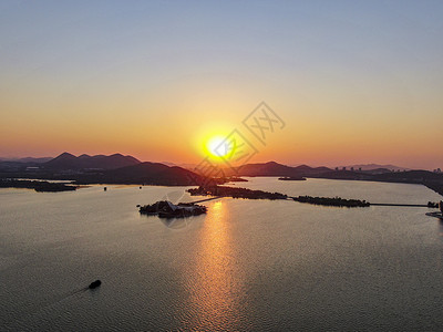 赤龙湖江苏徐州云龙湖5A景区日落晚霞背景