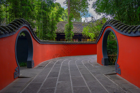 青石板背景中国风红色围墙背景