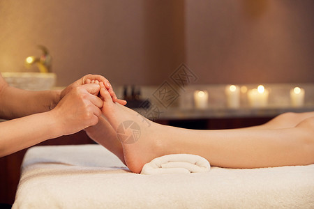 女性精油spa脚部护理背景图片