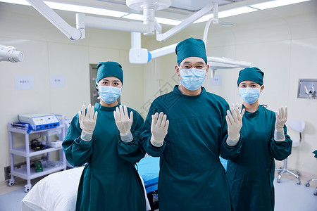 抗疫医疗队手术室内医生团队形象背景