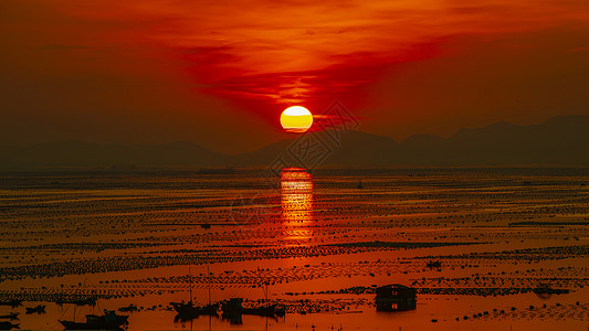 霞浦滩涂日出图片