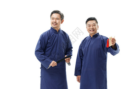 中年男性相声演员搭档相声表演节目背景图片