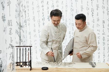 传统水墨画中国风中年人画水墨画形象背景