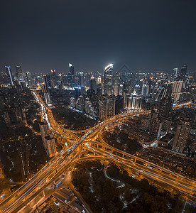 上海延安东路立交和太古汇震撼夜景航拍全景图高清图片