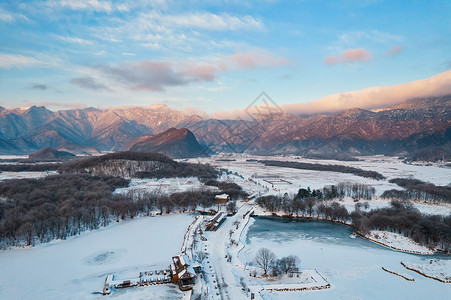 湖北神农架大九湖自然风光冬天雪景背景图片