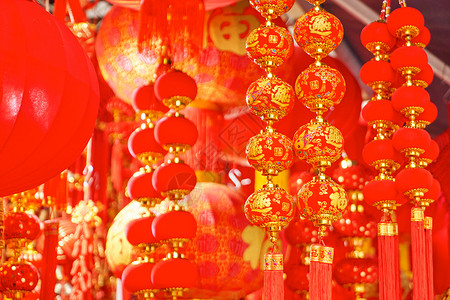 中国风新年红灯笼挂件背景图片