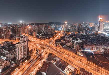 城市道路交通轨道夜景背景图片