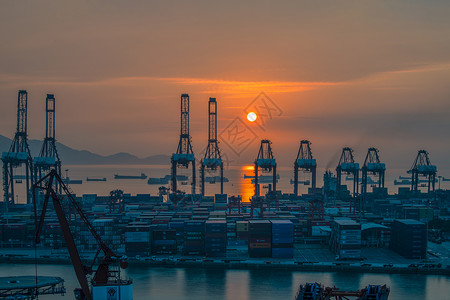 尔湾港深圳赤湾港的日落背景