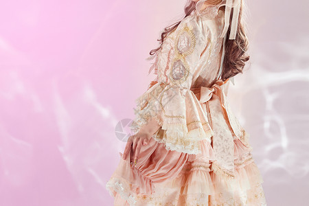 成人衣服可爱粉色系洛丽塔形象衣服特写背景