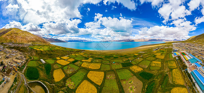 西藏当惹雍错文布南村耕地背景