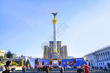 独立纪念碑乌克兰基辅地标独立广场背景