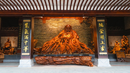 根神社5A风景区根宫佛国佛像根雕背景