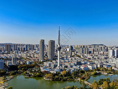 航拍江苏徐州电视塔地标建筑背景图片