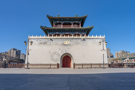 天津古文化街鼓楼背景图片