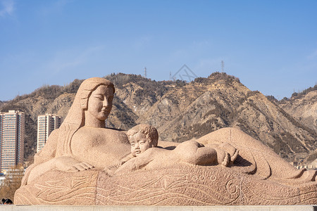 兰州地标黄河母亲雕塑旅游高清图片素材