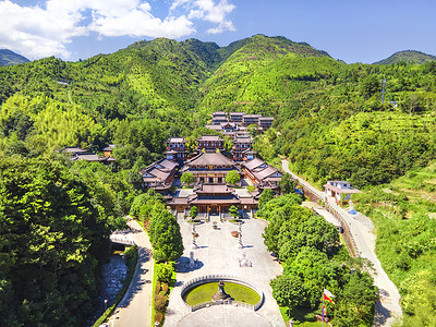 刘伯温故里风景航拍5A风景区刘伯温故居背景