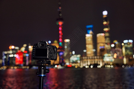 摄影师个人中心拍摄上海外滩陆家嘴夜景特写背景