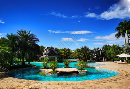 西双版纳酒店泳池背景图片