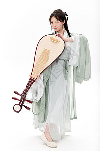 琵琶女传统古风汉服美女弹琵琶背景