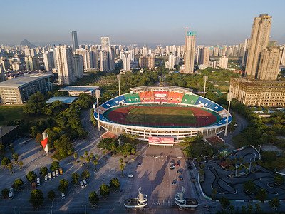 航拍广西柳州体育馆背景图片