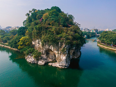 广西桂林象鼻山5A景区航拍高清图片