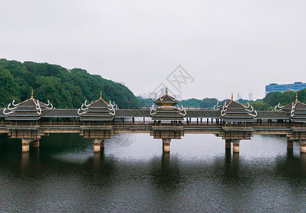 湖南长沙烈士公园风雨桥潇湘塔航拍古建筑高清图片素材