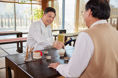 一起喝奶茶一起品茶喝茶的老友聚会背景