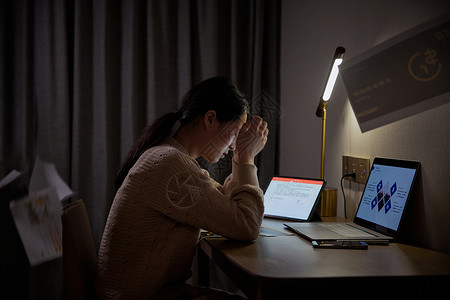 办公焦虑居家女性深夜加班感到焦虑背景