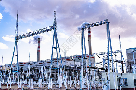 火力发电设备工业区背景图片