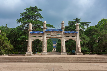 南京5A级景区中山陵牌坊背景图片