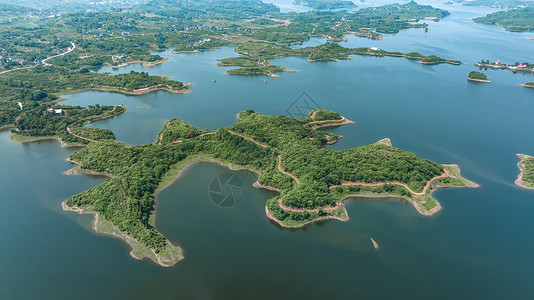 长寿岛重庆长寿湖景区高空航拍背景