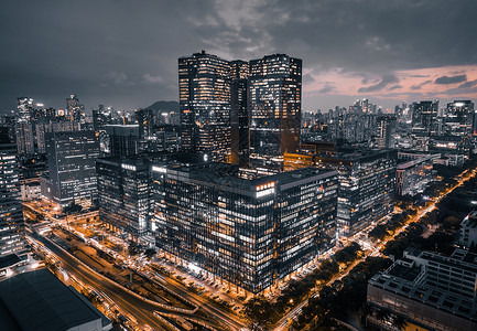 黑色城市夜景城市夜景深圳科兴科学园背景