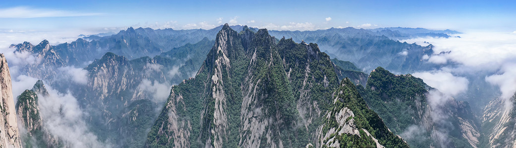 陕西5A景区西岳华山风光全景图高清图片