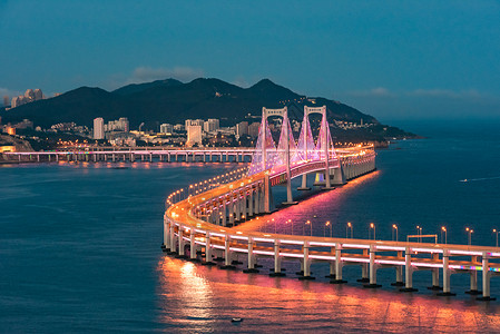 大连城市风光桥梁夜景背景图片