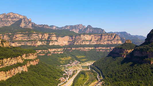 5A景区航拍太行山大峡谷风景背景图片