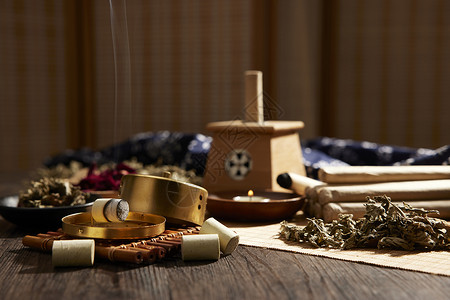茶条槭中国传统中医艾灸背景