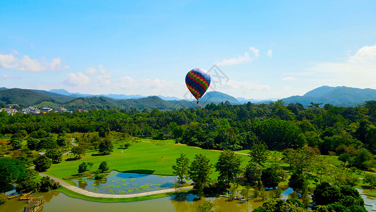 中国科学院西双版纳热带植物园中的热气球5A景点背景