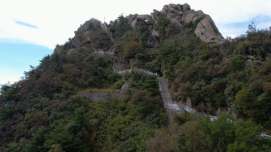 航拍5A南阳白云山鸡角曼景观区玉皇顶背景