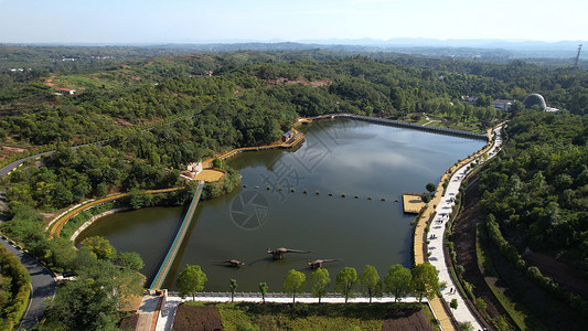 中国西峡恐龙遗迹园航拍5A中国西峡恐龙遗址园背景