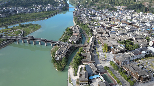 重庆市天线环影重庆市黔江区濯水景区5A景点背景