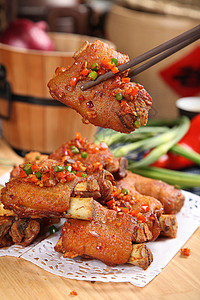 中国菜系美食香辣猪手背景