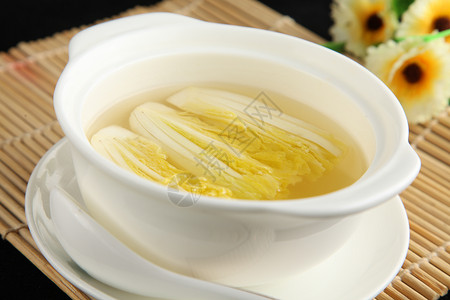 黄色的碗传统美食开水白菜背景